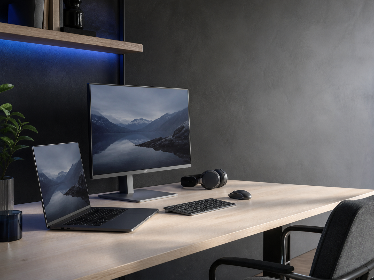 A calm home workstation with coordinated technology
